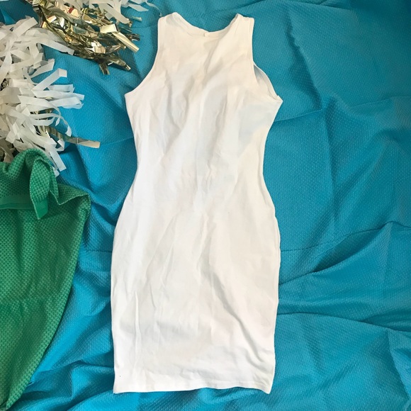 🆕 ASOS White Bodycon Cotton Dress w/Strappy Back - Picture 2 of 5